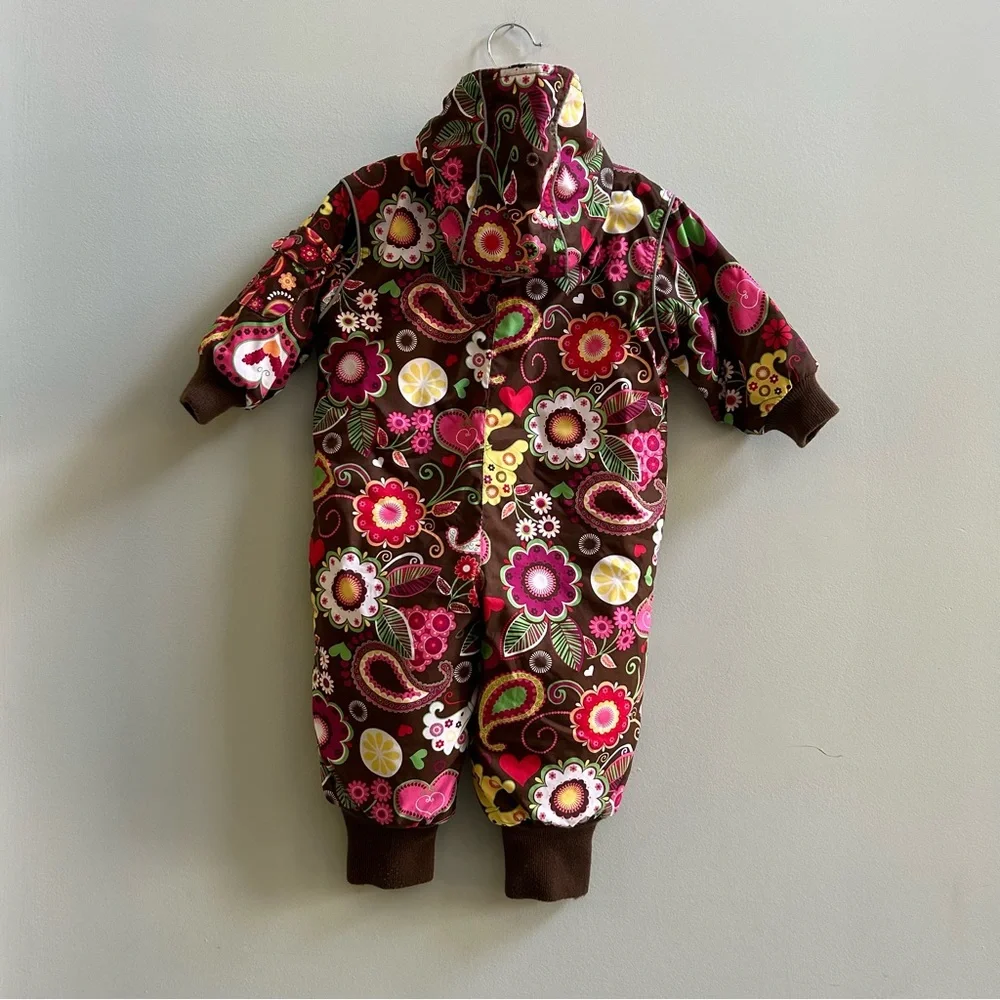 Hanna Andersson Brown Floral Paisley Hooded Baby Jacket